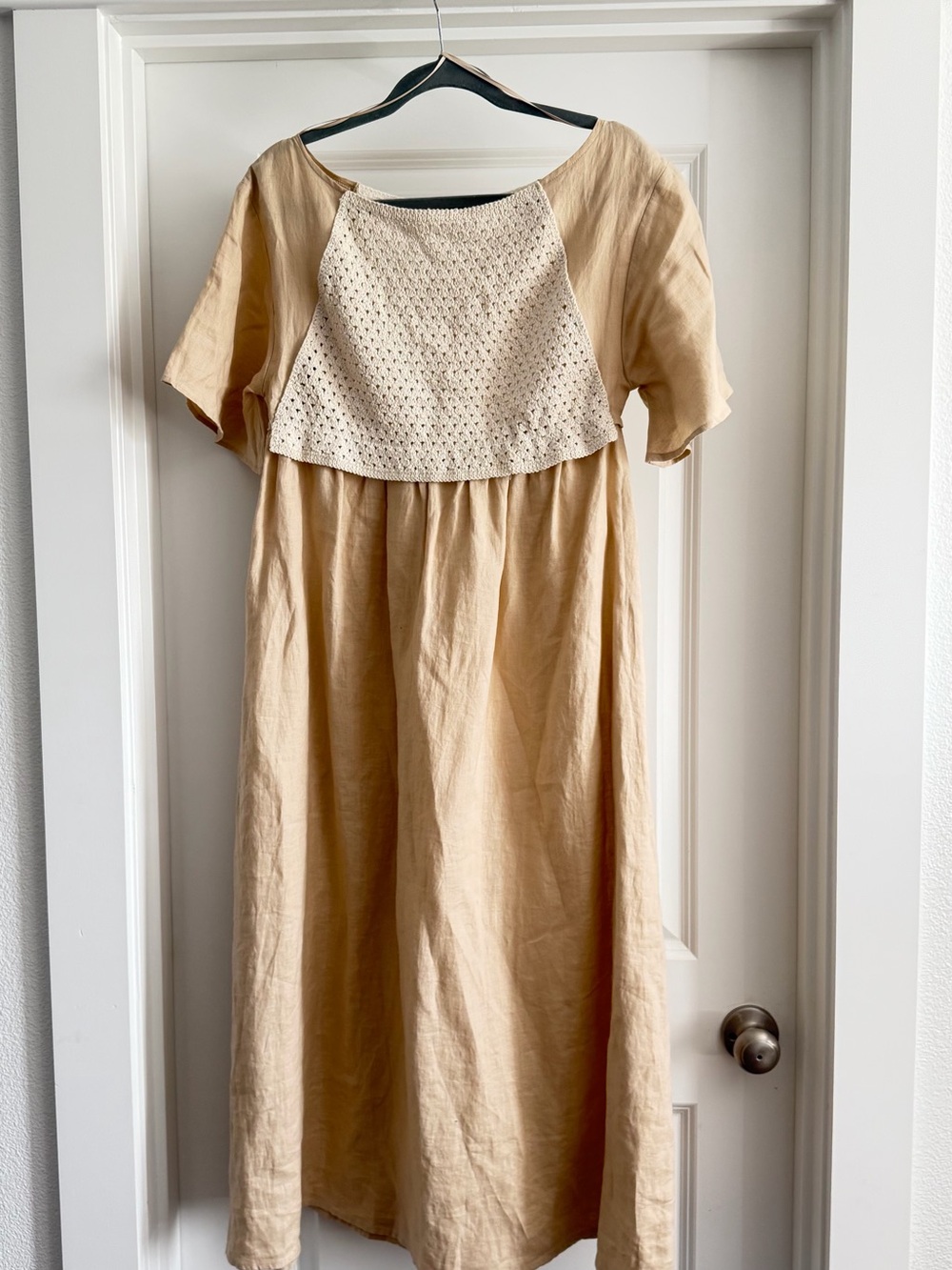 Zara Cream and Beige Linen- midi dress